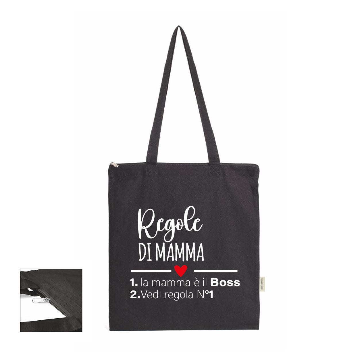 Regole di mamma - Shopper In Cotone con chiusura zip