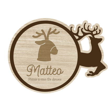 Natale a casa... - Set 3 pezzi Sottobicchiere in Legno - personalizzato con nome