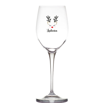 Renna - Calice Bicchiere da Vino - personalizzato con nome