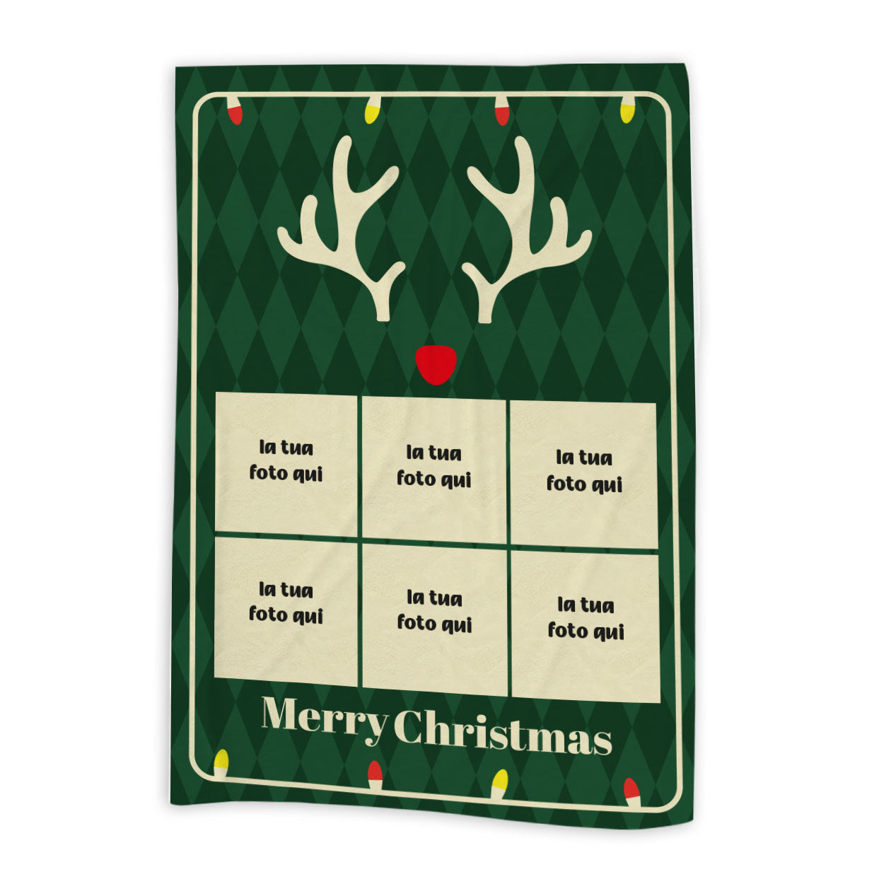 Merry Christmas Green - Plaid, coperta Natalizia Idea Regalo Natale - personalizzato con foto