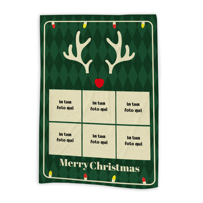 Merry Christmas Green - Plaid, coperta Natalizia Idea Regalo Natale - personalizzato con foto