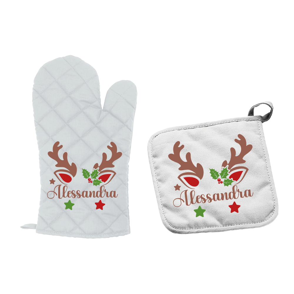 Renna name - Set da Cucina Guanto e Presina - personalizzato con nome