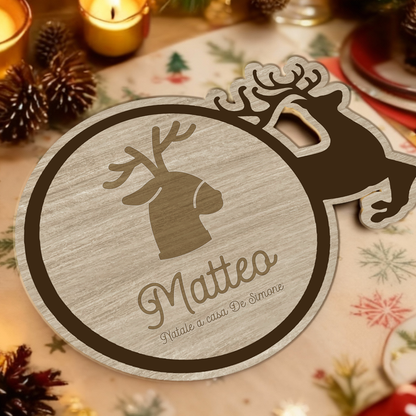 Natale a casa... - Set 3 pezzi Sottobicchiere in Legno - personalizzato con nome
