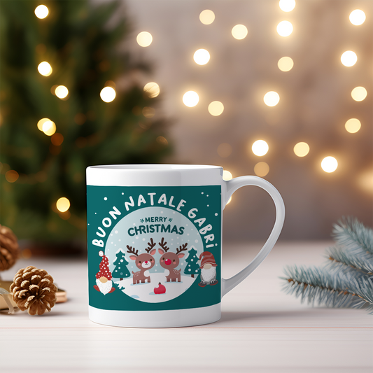 Green Christmas - Tazza mug - idea regalo Natale - personalizzata con nome