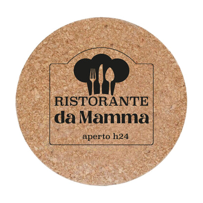 La cucina di mamma è toop - Set da 3 pezzi Sottopentola in sughero naturale 19cm