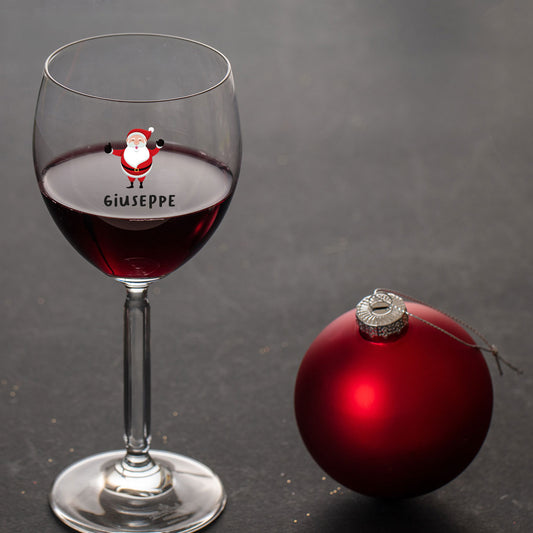 Babbo Natale - Calice Bicchiere da Vino - personalizzato con nome