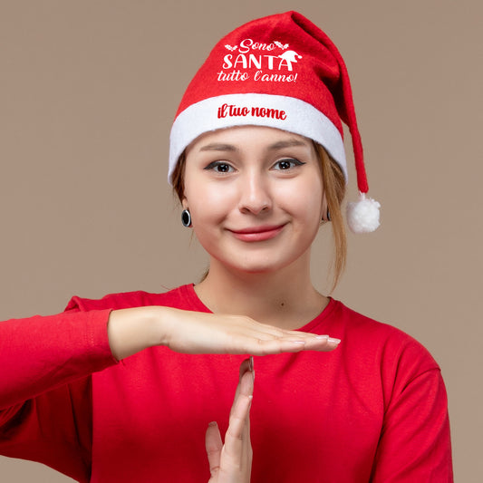 Sono Santa tutto l'anno - Cappello da Babbo Natale - personalizzato con nome