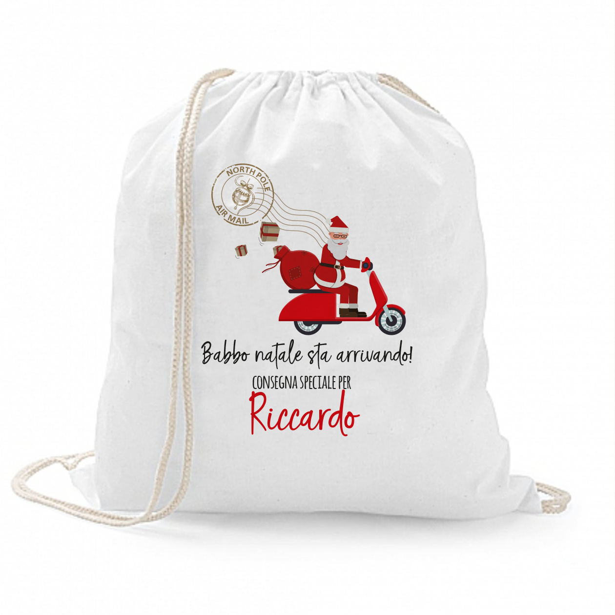 Babbo Natale sta arrivando - Sacchetto personalizzato con nome