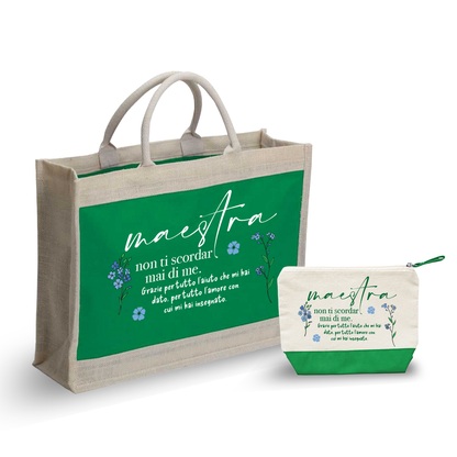 Maestra non ti scordar mai di me - Combo: Borsa mare + Pochette