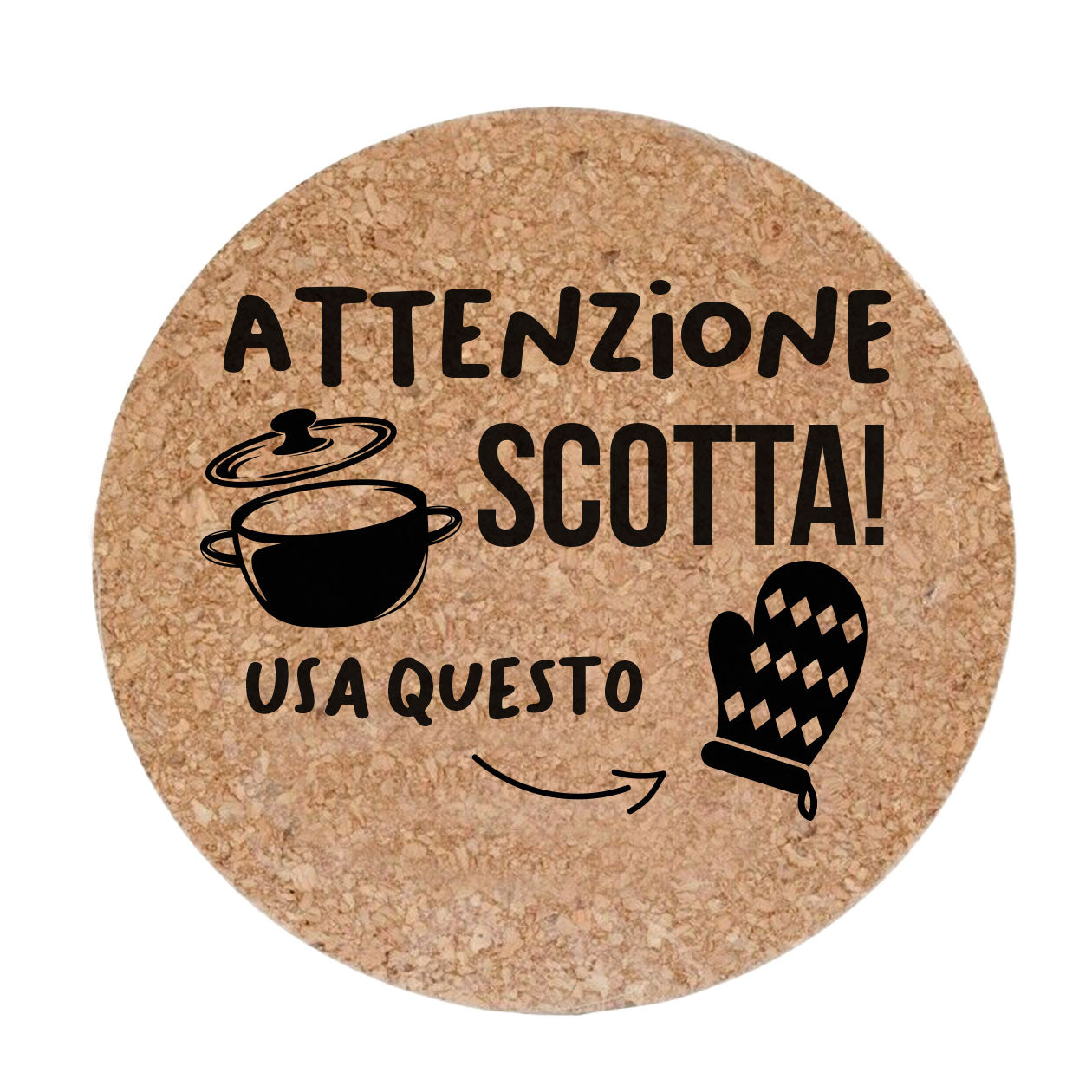 Attenzione scotta - Set da 3 pezzi Sottopentola in sughero naturale 19cm