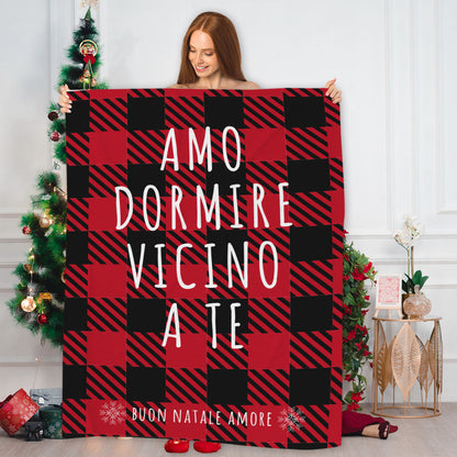 Amo dormire vicino a te - Plaid, coperta Natalizia Idea Regalo Natale