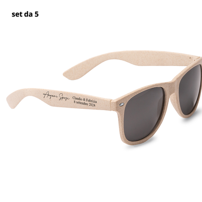 Auguri sposi - Set da 5 occhiali da sole - personalizzati con nomi e data