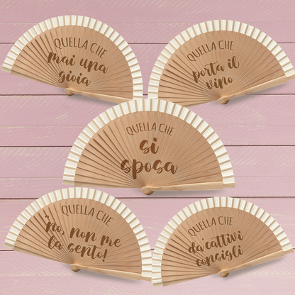 Sposa e amiche - Set da 5 Ventagli in legno