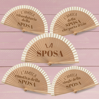 Sposa e le sue amiche - Set da 5 Ventagli in legno