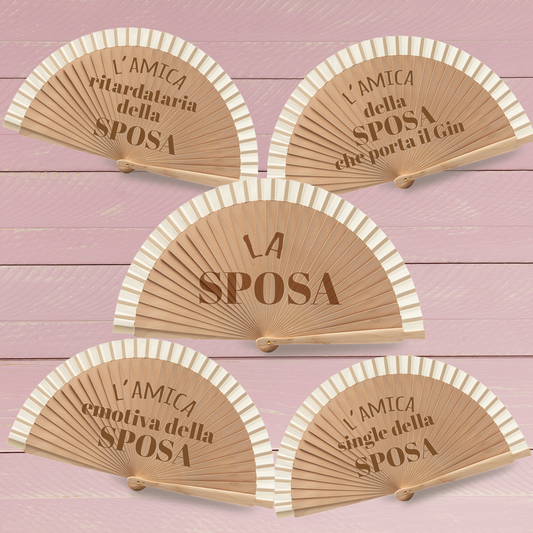 Sposa e le sue amiche - Set da 5 Ventagli in legno