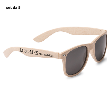 Mr & Mrs - Set da 5 occhiali da sole - personalizzati con nomi