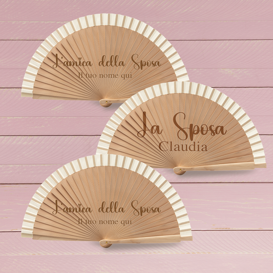 Amiche con la sposa - Set da 3 Ventagli in legno - personalizzati con nomi