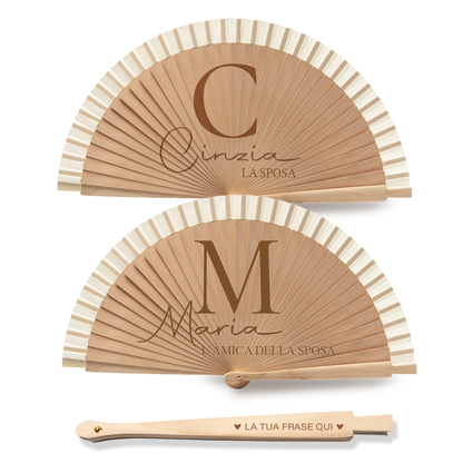 Sposa e amica - Coppia Ventagli in legno - personalizzati con nomi