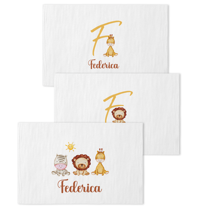 Savana - Set 3 pezzi mussole personalizzate con nome