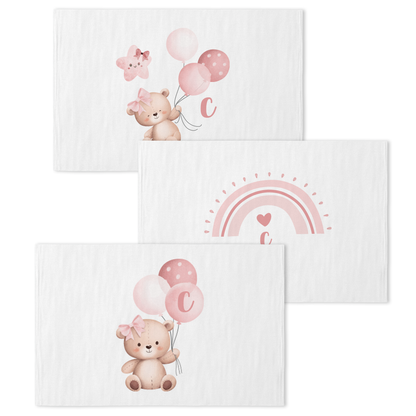 Bear Star - Set 3 pezzi mussole personalizzate con iniziale