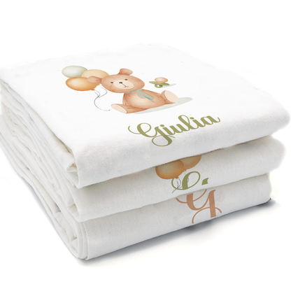 Baby Bear - Set 3 pezzi mussole personalizzate con nome