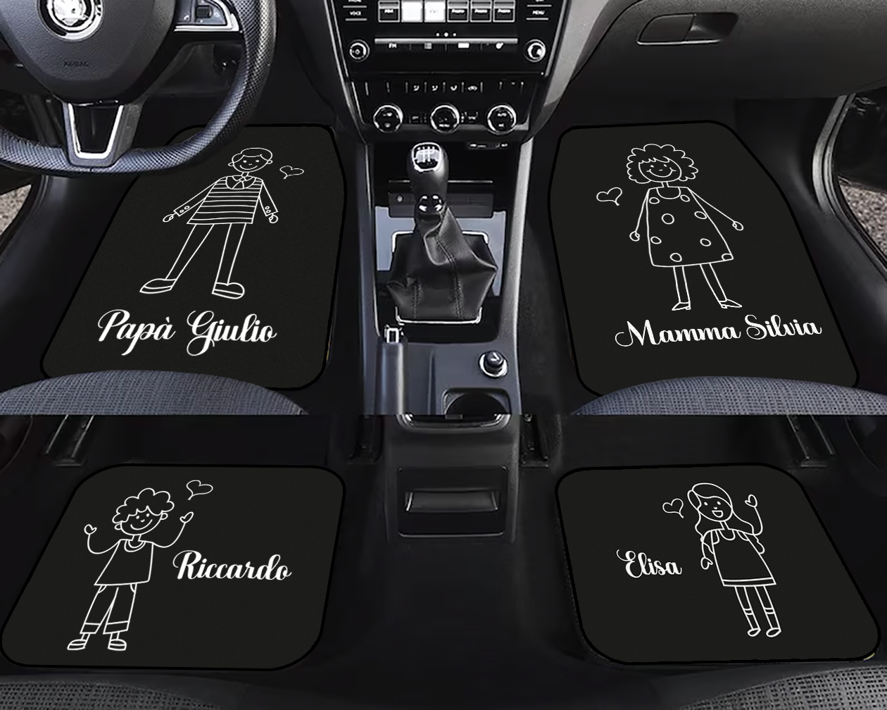 Familglia - tappetini auto - personalizzati con nome