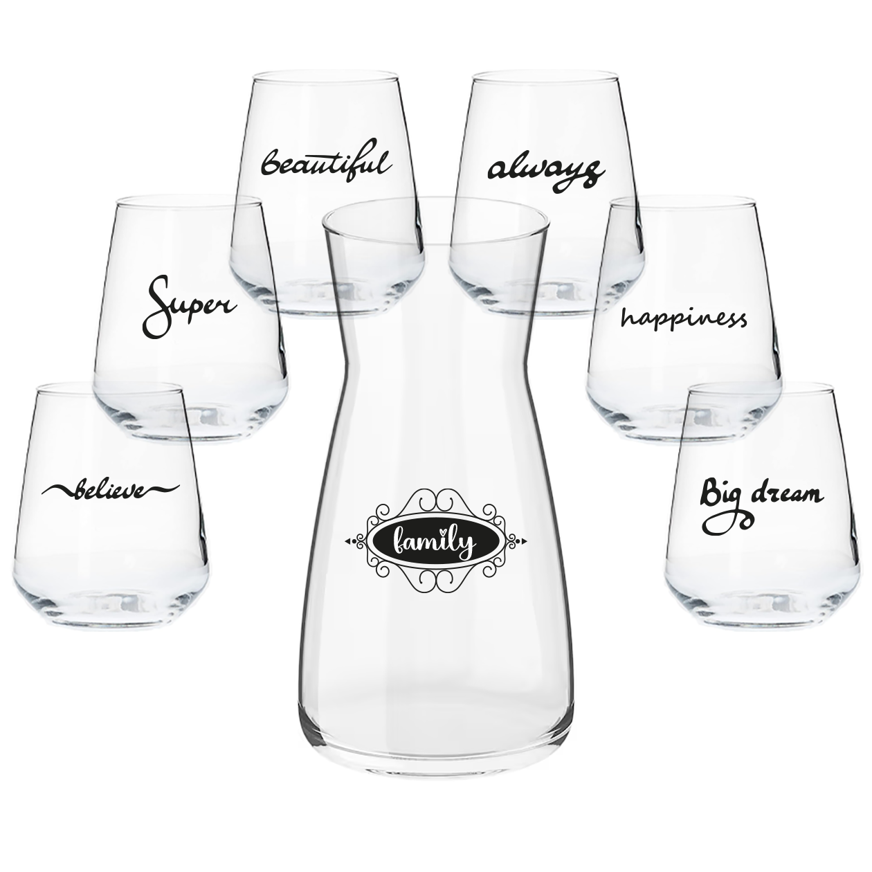 I love family - Set Caraffa e 6 Bicchieri