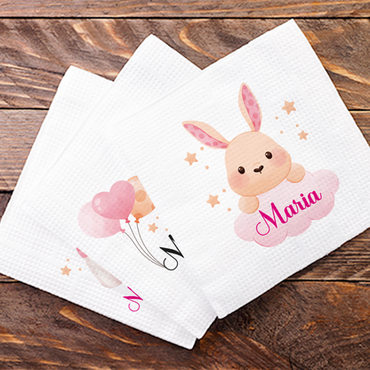 Baby Rabbit - Set 3 pezzi mussole personalizzate con nome