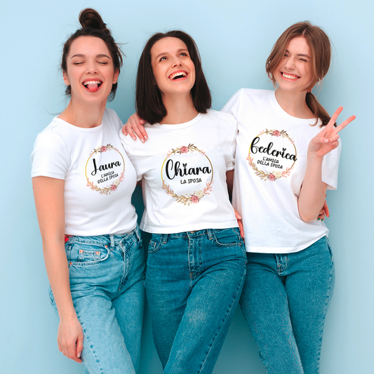 Amiche della sposa - T-shirt personalizzata con nome - idea regalo addio al nubilato