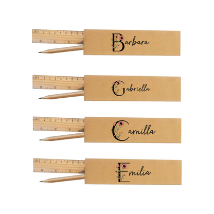 Name elegant - Kit cancelleria regalo in legno da 4 pezzi - personalizzato con nomi
