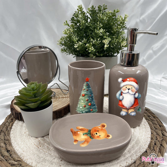 Merry Christmas - Accessori Bagno in Ceramica Set 3 Pezzi