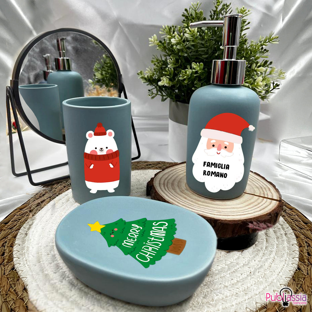 Star Christmas - Accessori Bagno in Ceramica Set 3 Pezzi - personalizzati