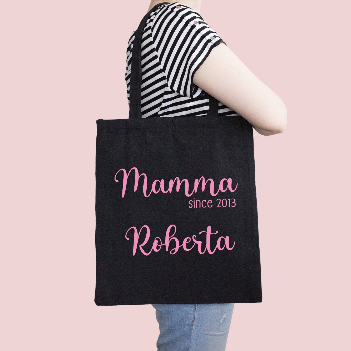 Mamma since - Shopper In Cotone con chiusura zip - personalizzata con nome e data