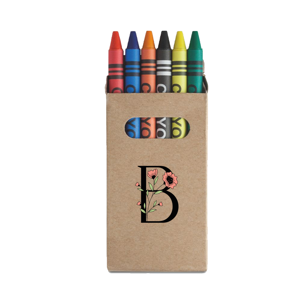 Letter Flower - Set da 6 - Pastelli Cera - personalizzati con iniziali