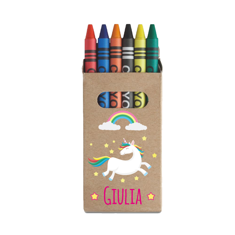 Unicorn Name - Set da 6 - Pastelli Cera - personalizzati con nomi