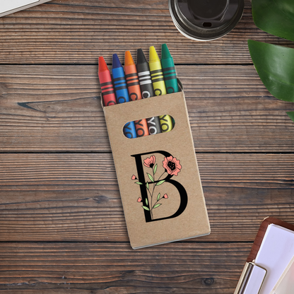 Letter Flower - Set da 6 - Pastelli Cera - personalizzati con iniziali