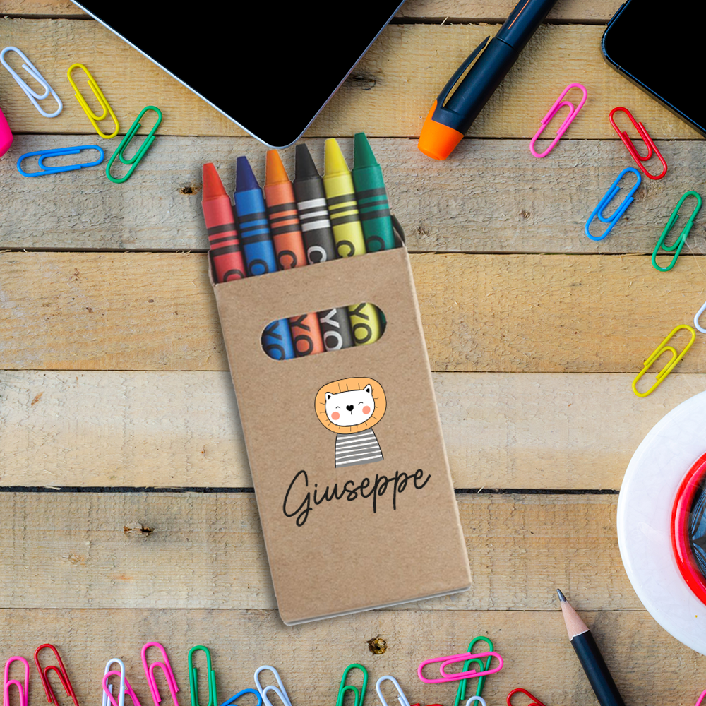 Animals Name - Set da 6 - Pastelli Cera - personalizzati con nomi