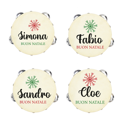 Buon Natale - Set da 10 Tamburelli - personalizzati con nomi