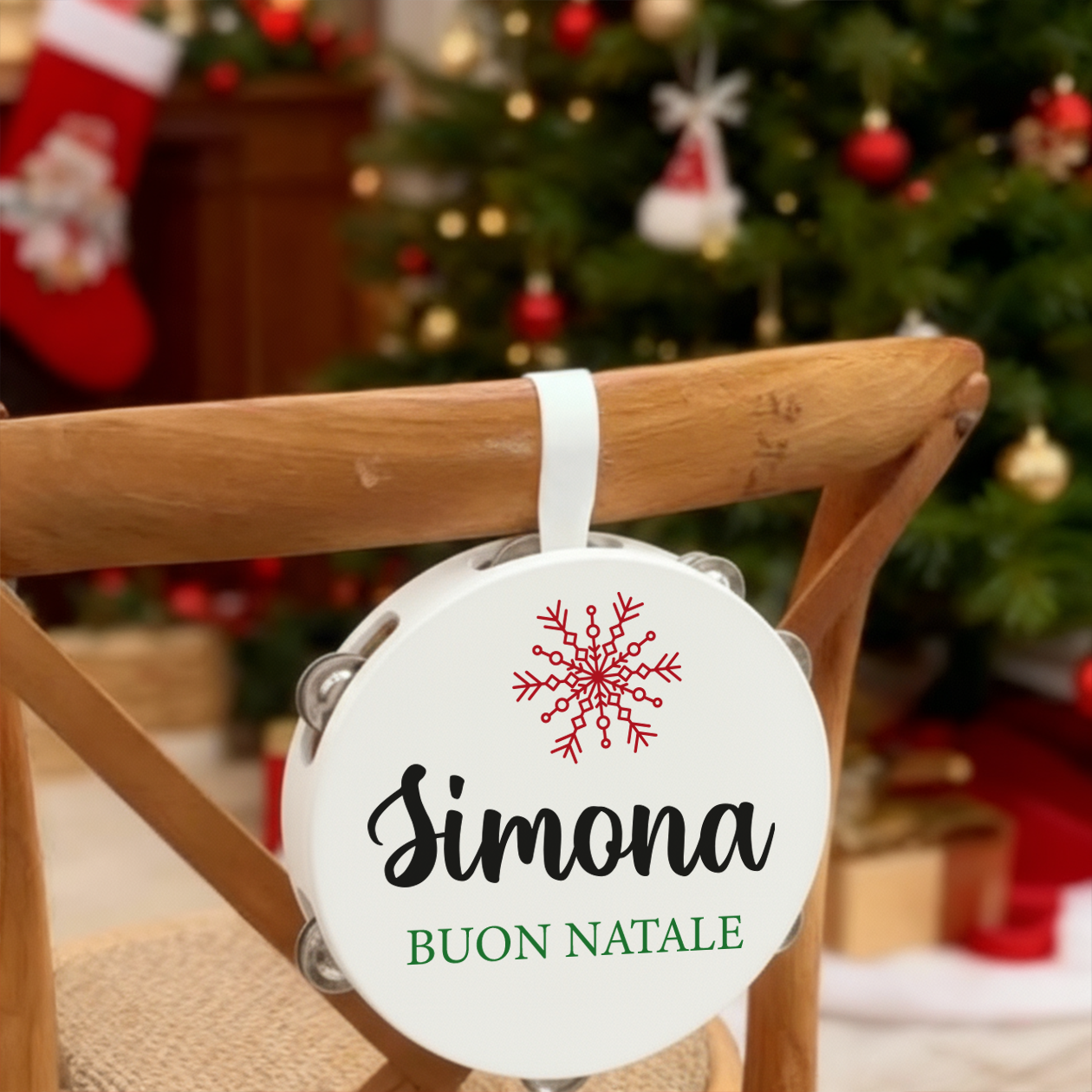Buon Natale - Set da 10 Tamburelli - personalizzati con nomi