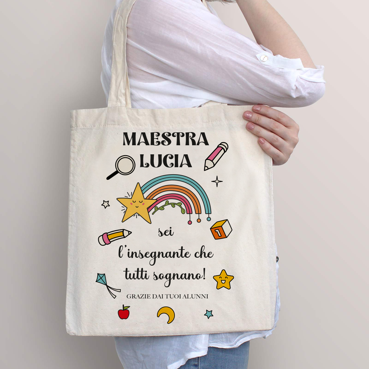 Sei l'insegnante che tutti sognano - Shopper In Cotone personalizzata