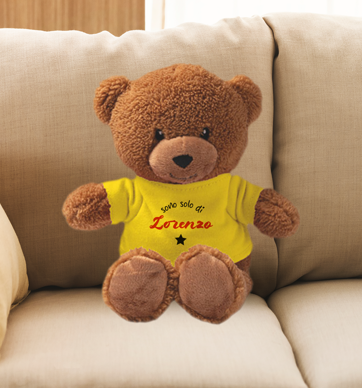 Sono di...(yellow) - Teddy - Orsacchiotto di Peluche con Maglietta Personalizzata