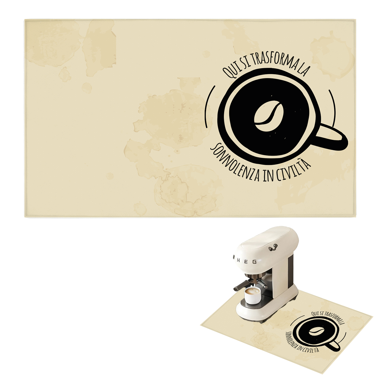 Trasformazione - Tappetino per Macchina del caffè con Retro in Gomma Tappeto 30x40cm