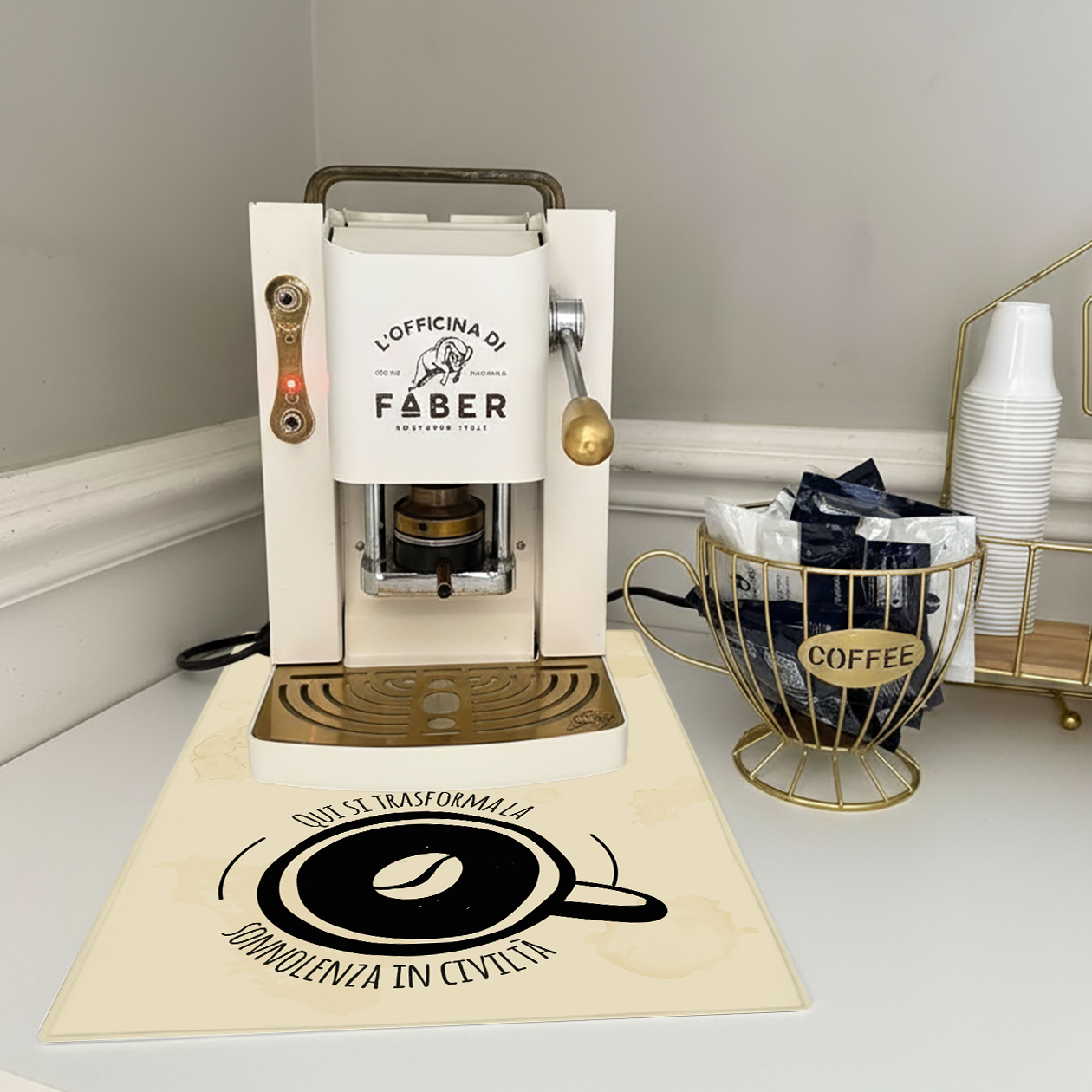 Trasformazione - Tappetino per Macchina del caffè con Retro in Gomma Tappeto 30x40cm
