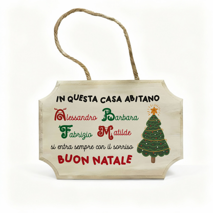 Buon Natale - fuoriporta in legno - personalizzato con nomi