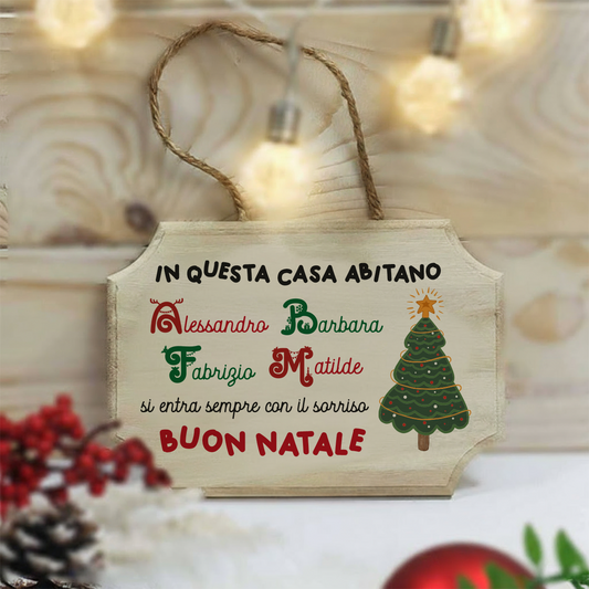 Buon Natale - fuoriporta in legno - personalizzato con nomi