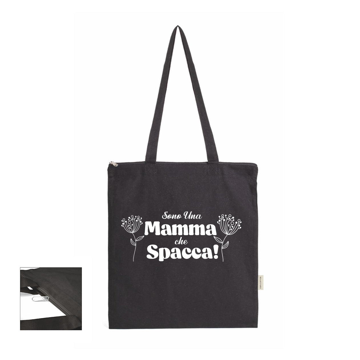 Sono una mamma che spacca - Shopper In Cotone con chiusura zip