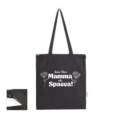 Sono una mamma che spacca - Shopper In Cotone con chiusura zip