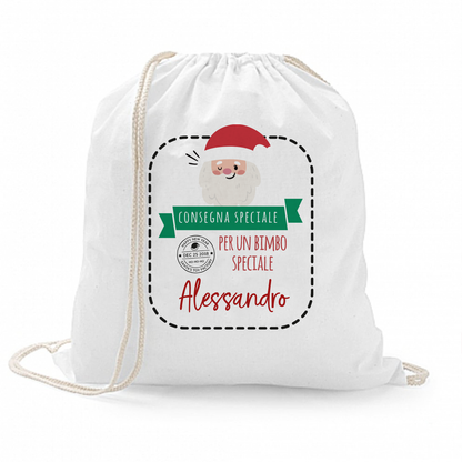 Consegna speciale per un bambino speciale - Sacchetto personalizzato con nome