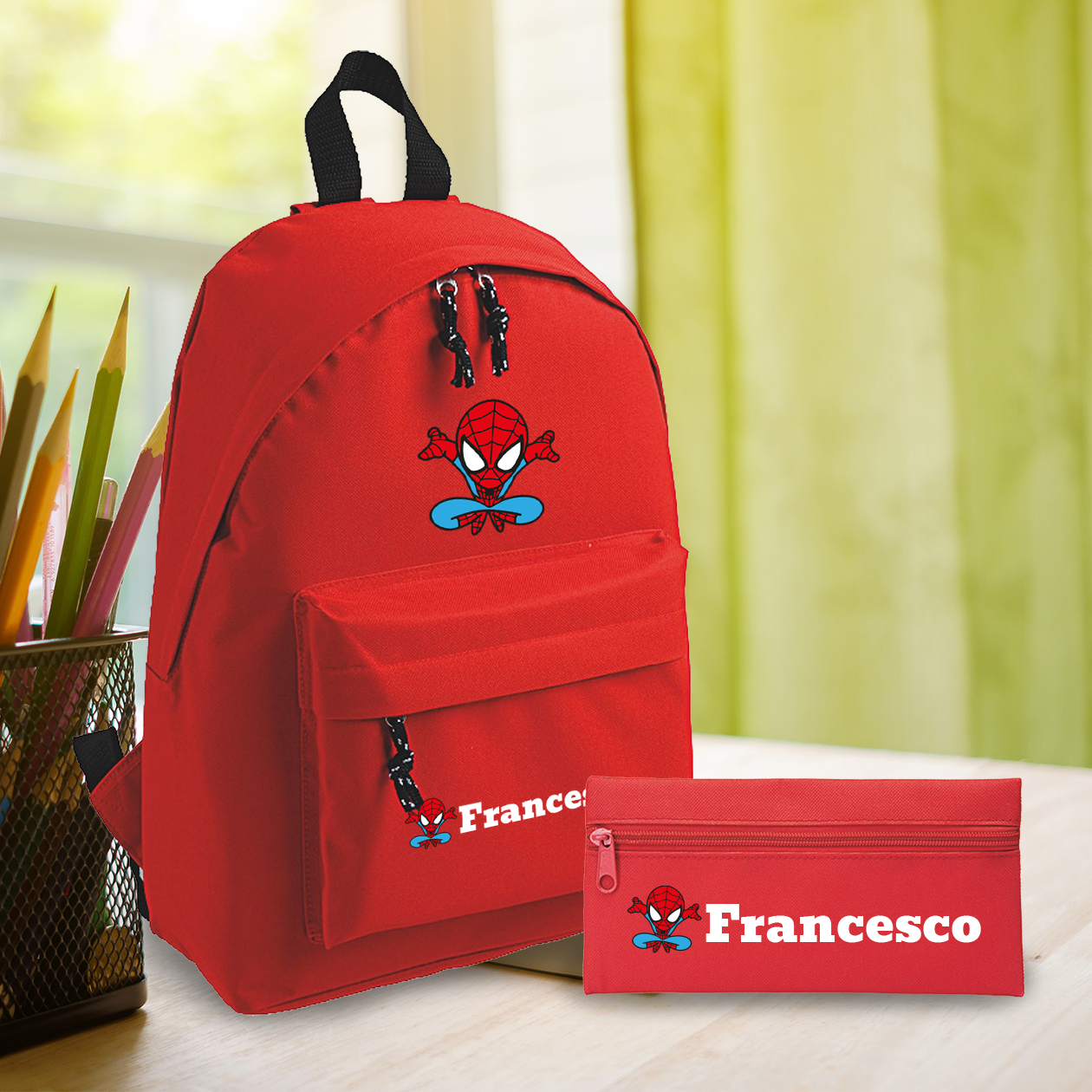 Spider - Zaino + Portapenne - personalizzati con nome