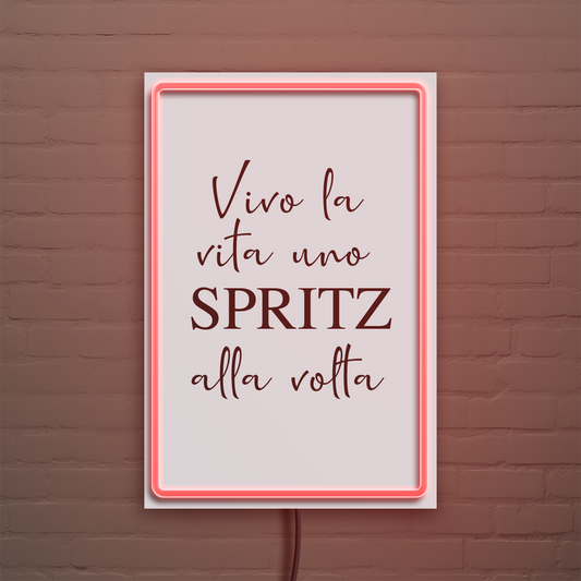 Vivo la vita uno Spritz alla volta - Quadretto con Neon Led